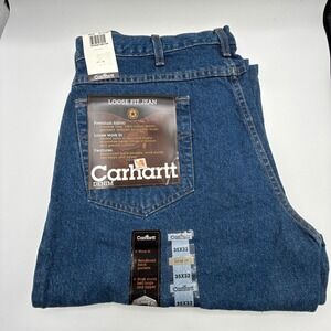 Carhartt Denim Loose Fit Jeans 35x32 Mens Cotton Workwear NWT NOS B113 DST